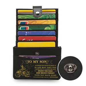 Dad To Son - Enjoy The Ride - RFID Blocking Genuine Leather Card Holder