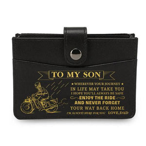 Dad To Son - Enjoy The Ride - RFID Blocking Genuine Leather Card Holder
