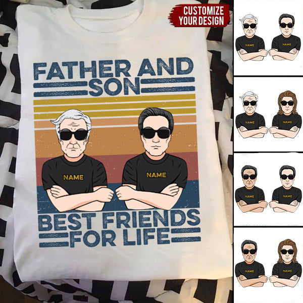 Father And Son, Best Friends For Life - Personalized Shirt - Man And Son Fistbump