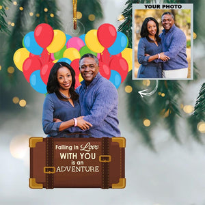 Personalized Photo Mica Ornament - Gift For Couple - Falling In Love With You Is An Adventure