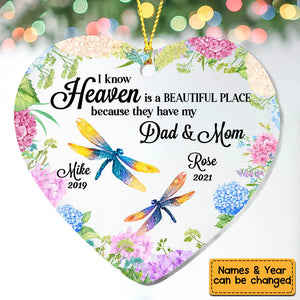 Personalized Memo Dragonfly Heaven Is A Beautiful Place Ornament Heart Ornament