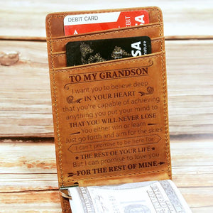 To My Grandson - Never Lose - Money Clip Wallet