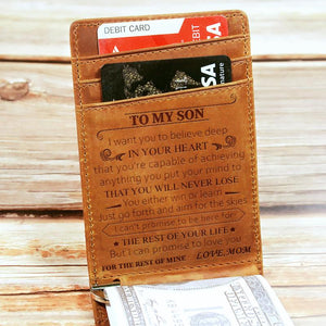 Mom To Son - Never Lose - Money Clip Wallet