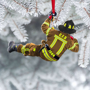 Firefighter On Duty, Personalized Fireman Acrylic Ornament