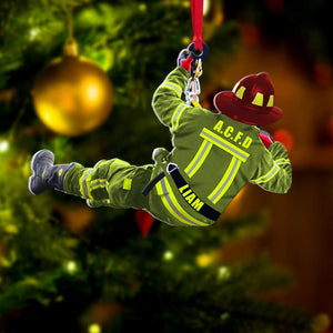 Firefighter On Duty, Personalized Fireman Acrylic Ornament