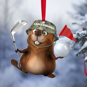 Gopher Playing Golf - Bushwood Country Club- Carl's 19th Hole-Personalized Christmas Ornament