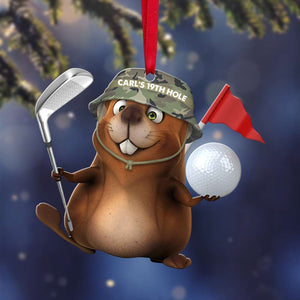 Gopher Playing Golf - Bushwood Country Club- Carl's 19th Hole-Personalized Christmas Ornament