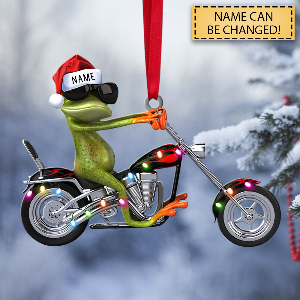 Cool Frog Wearing Sunglasses Personalized Christmas Ornament - Gift For Chopper Lover