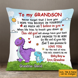 Personalized When Life Tries to Knock You Down Grandma Granakid Dinosaur Pillow