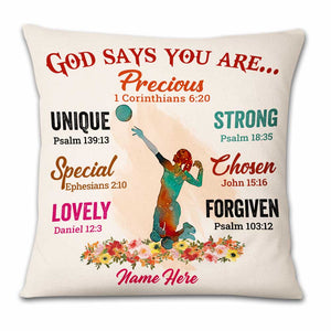 Love Volleyball God Says Pillow