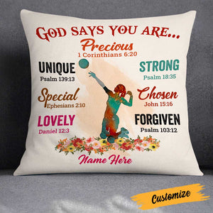 Love Volleyball God Says Pillow