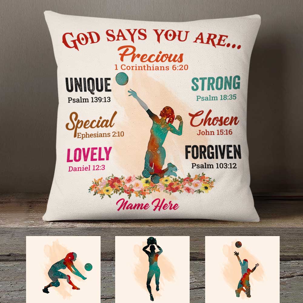 Love Volleyball God Says Pillow