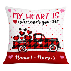 MY HEART IS whereven yow are- Couple Anniversary Pillow