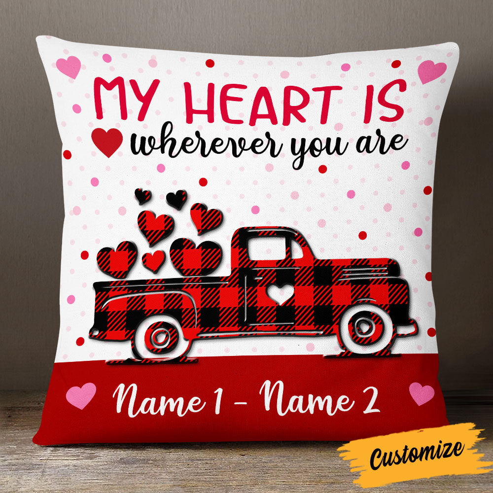 MY HEART IS whereven yow are- Couple Anniversary Pillow