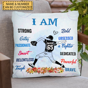 Personalized Love Baseball Player Pillow