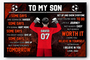 Personalized Soccer Poster, Soccer Gift, Gifts For Soccer Players, Sport Gifts For Son, Gifts For Goalkeepers With Custom Name, Number, Appearance & Background