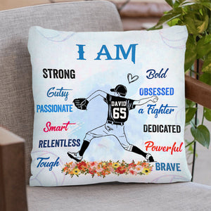 Personalized Love Baseball Player Pillow