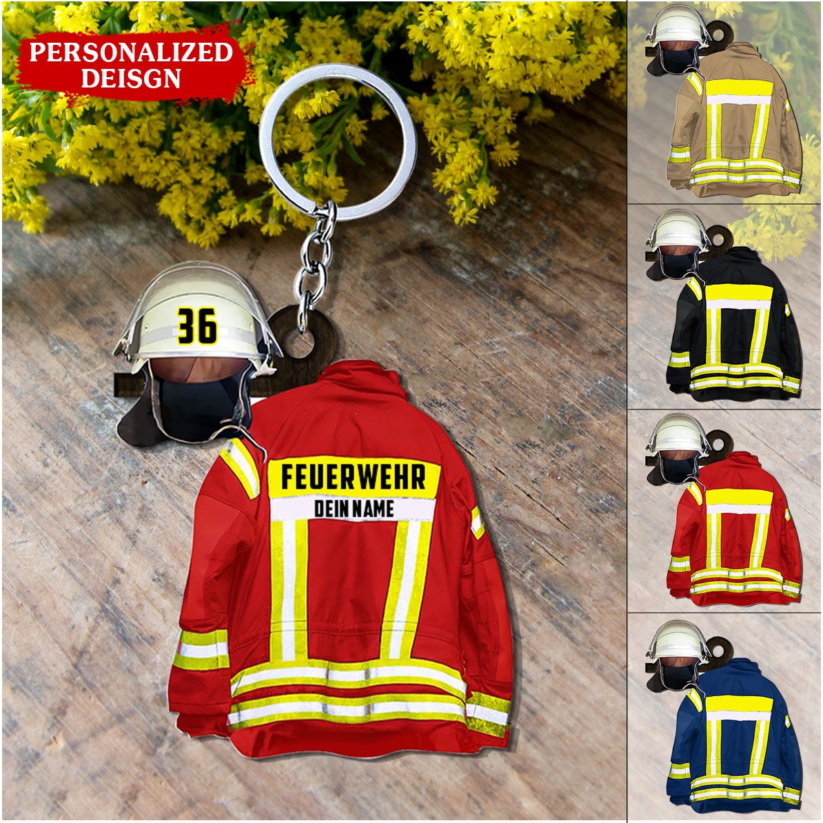 Personalized Firefighter Department Uniform Shaped Acrylic Keychain