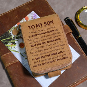 Mom To Son - Never Lose - Card Holder Zipper Wallet