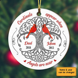 Angels Are Near Memorial Mom Dad Circle Ornament