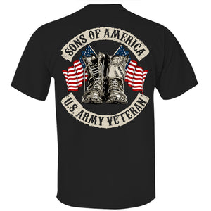 Sons Of America U.S. Veteran Combat Boots and Flag Personalized Branch Name T-shirt