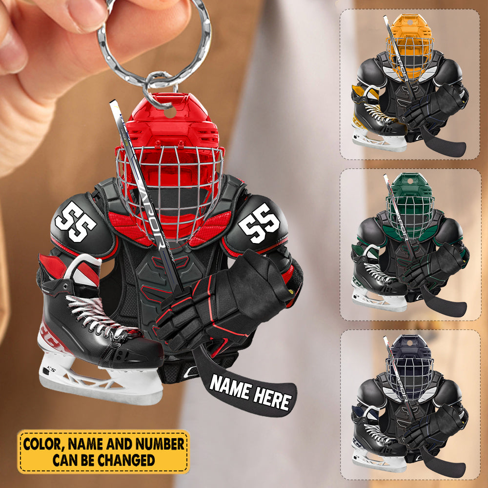 Personalized Hockey Equipment Acrylic Keychain Gift for Hockey Lover Hockey Players