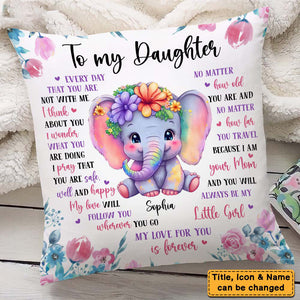 Personalized Gift To My Granddaughter Daughter Elephant Pillow