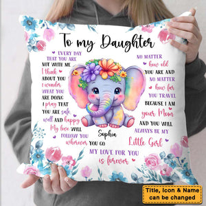 Personalized Gift To My Granddaughter Daughter Elephant Pillow