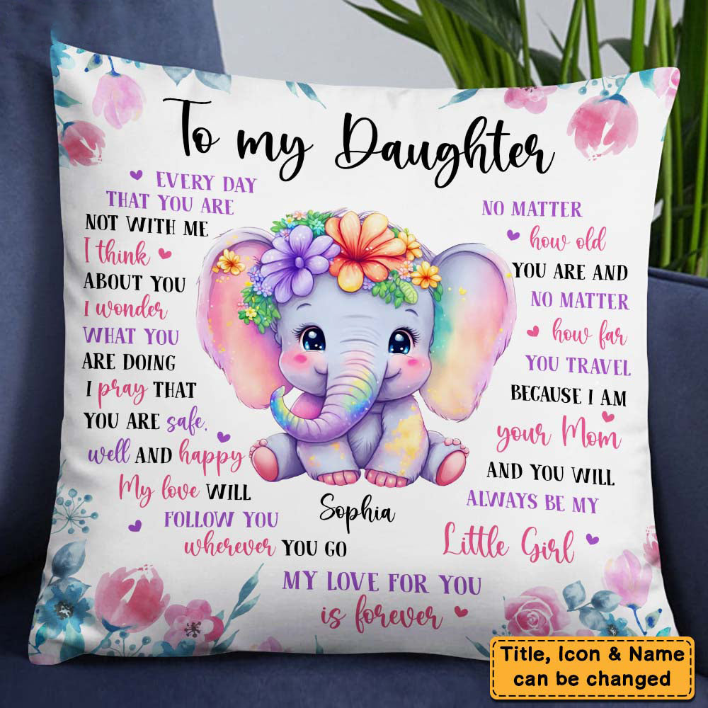 Personalized Gift To My Granddaughter Daughter Elephant Pillow