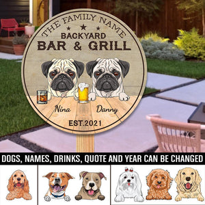 Customized Dog Backyard Bar & Grill Personalized Wood Sign