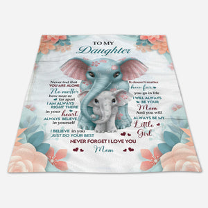 Elephant, From Mom To My Son Daughter You Will Always Be My Little Girl Little Boy Fleece Blanket Personalized Gift For Daughter Son