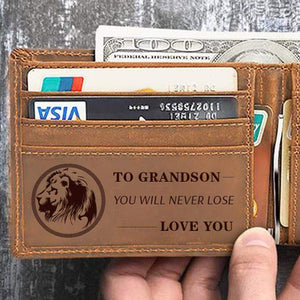 To My Grandson - Never Lose- Genuine Leather Wallet