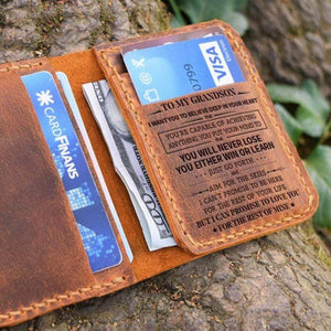 To My Grandson -You Will Never Lose- Leather Bifold Wallet