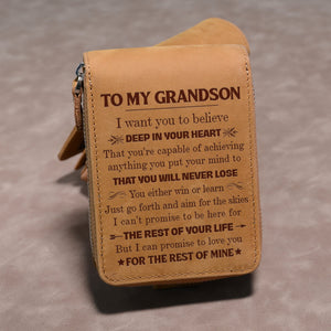 To My Grandson - Never Lose - Card Holder Zipper Wallet