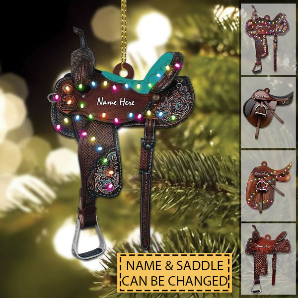 Personalized Horse Saddle For Horse Lovers Riding Horse Acrylic Christmas Ornament