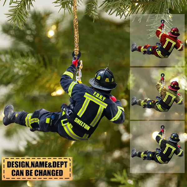 Firefighter On Duty, Personalized Fireman Acrylic Ornament