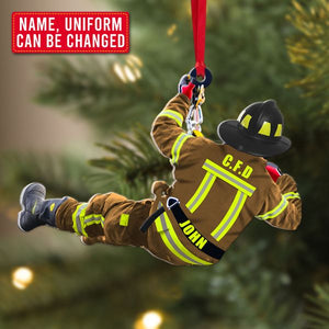 Firefighter On Duty, Personalized Fireman Acrylic Ornament