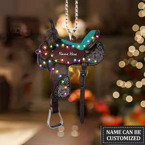 Personalized Horse Saddle For Horse Lovers Riding Horse Acrylic Christmas Ornament