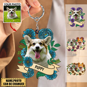 Personalized Pet Potraits Vintage Photo wreath Acrylic Keychain