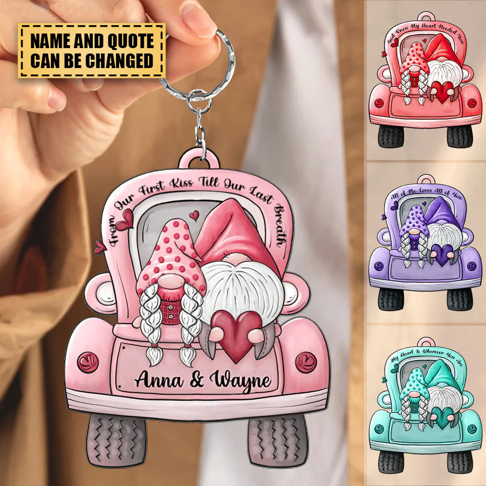 Personalized Couple Dolls Car-shaped Keychain