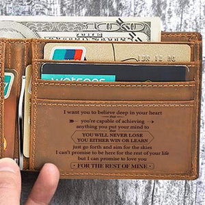 To My Grandson - Never Lose- Genuine Leather Wallet