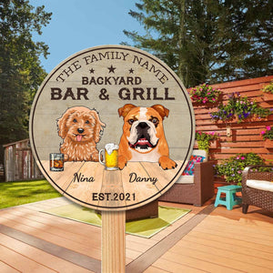 Customized Dog Backyard Bar & Grill Personalized Wood Sign