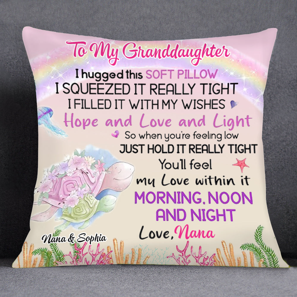 Personalized Gift For Granddaughter Sea Turtle Hug This Pillow