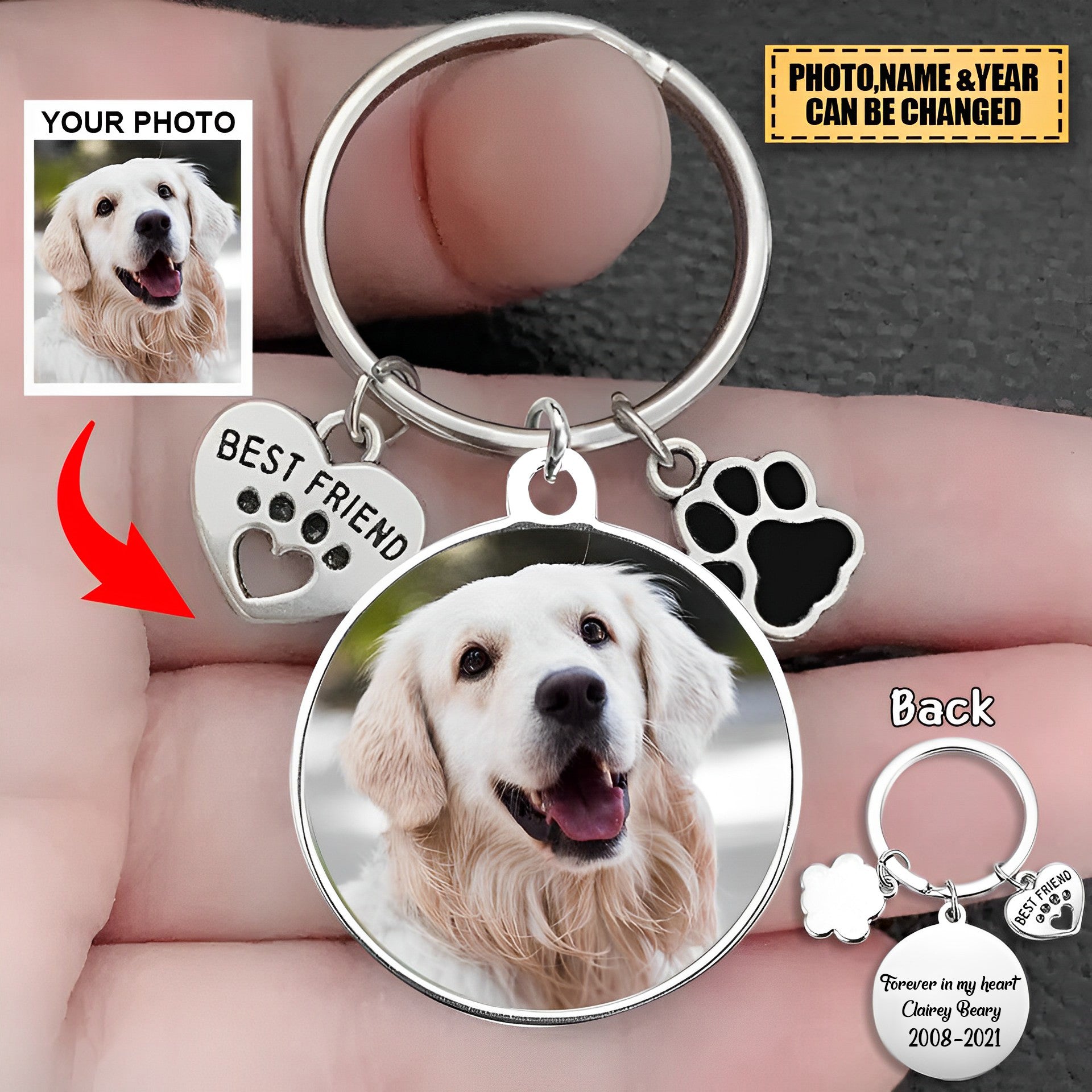 Personalized Photo Keychain Pet Charm Key Ornaments - Master Pet Memorial Gifts Keychain