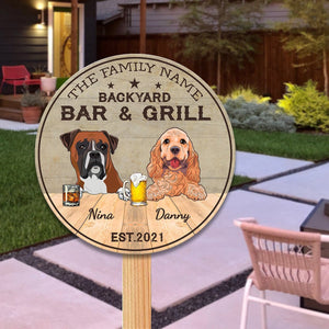 Customized Dog Backyard Bar & Grill Personalized Wood Sign