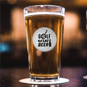 Golf and Beer - Pint Glass with a Real Golf Ball