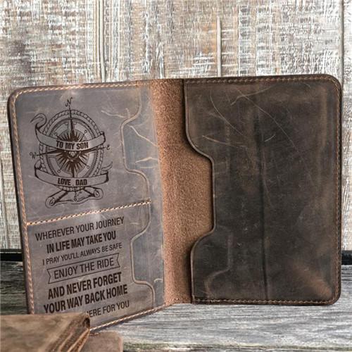 Dad To Son - Enjoy The Ride - Genuine Leather Passport Wallet