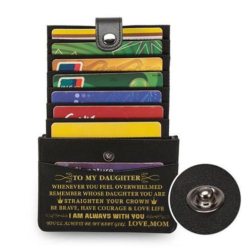 Mom To Daughter - Enjoy The Ride - RFID Blocking Genuine Leather Card Holder