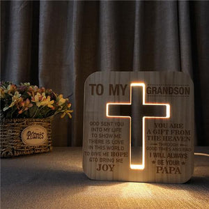 Papa To Grandson - God Sent You Into My Life  - Cross Lamp