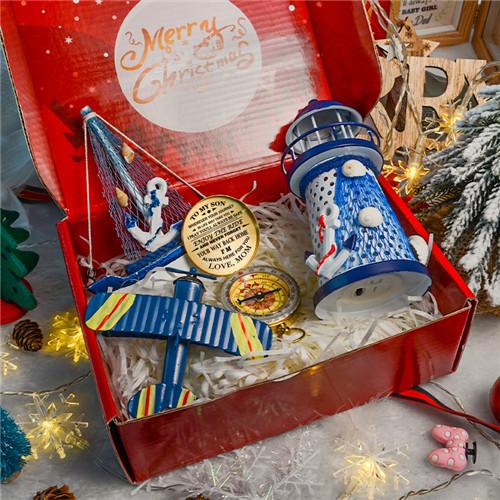 Mom To Son - Enjoy The Ride - Compass Aircraft Boat Lighthouse Gift Set